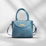 Natural Blue Italian Flower Embossed HandBag